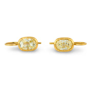 GIA 2.15 carat old mine cut diamond 18k yellow gold collet earrings