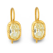 GIA 2.15 carat old mine cut diamond 18k yellow gold collet earrings