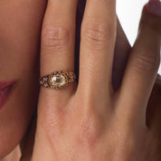 Victorian GIA 1.00 carat oval cut diamond 14k rose gold ring