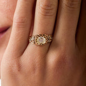 Victorian GIA 1.00 carat oval cut diamond 14k rose gold ring