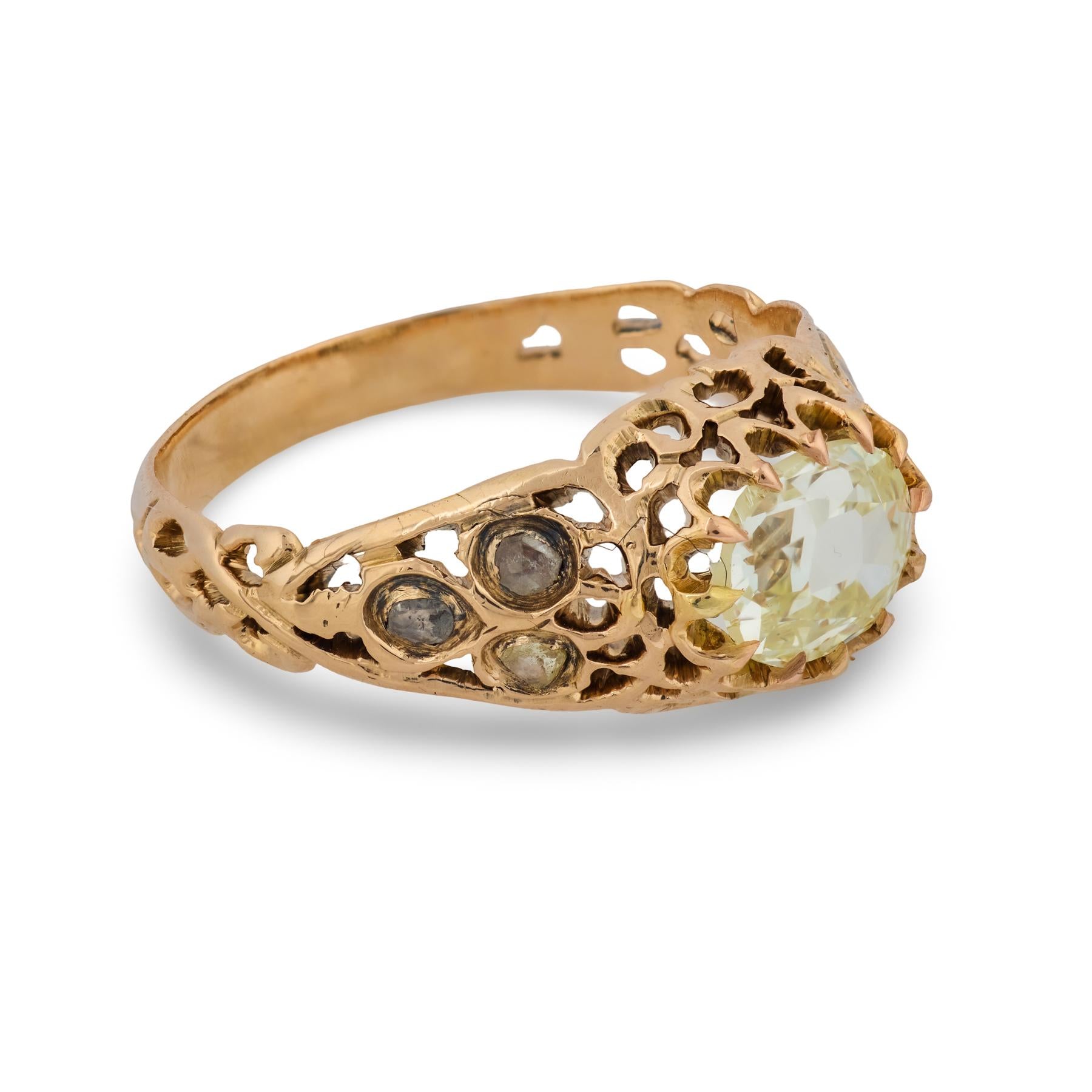 Victorian GIA 1.00 carat oval cut diamond 14k rose gold ring