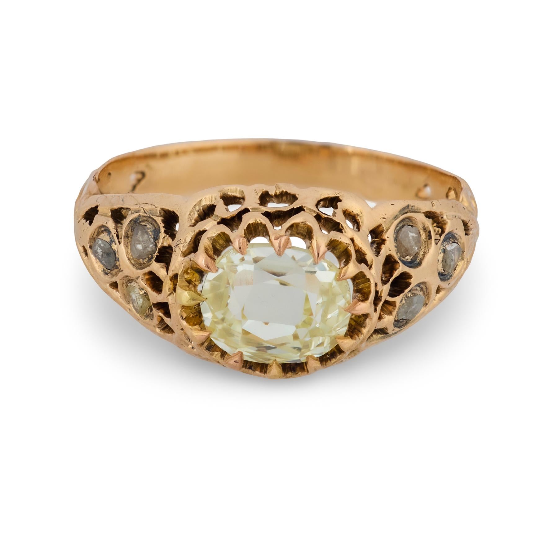 Victorian GIA 1.00 carat oval cut diamond 14k rose gold ring