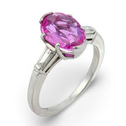 Mid Century GIA 2.53 carat no heat sapphire diamond platinum ring