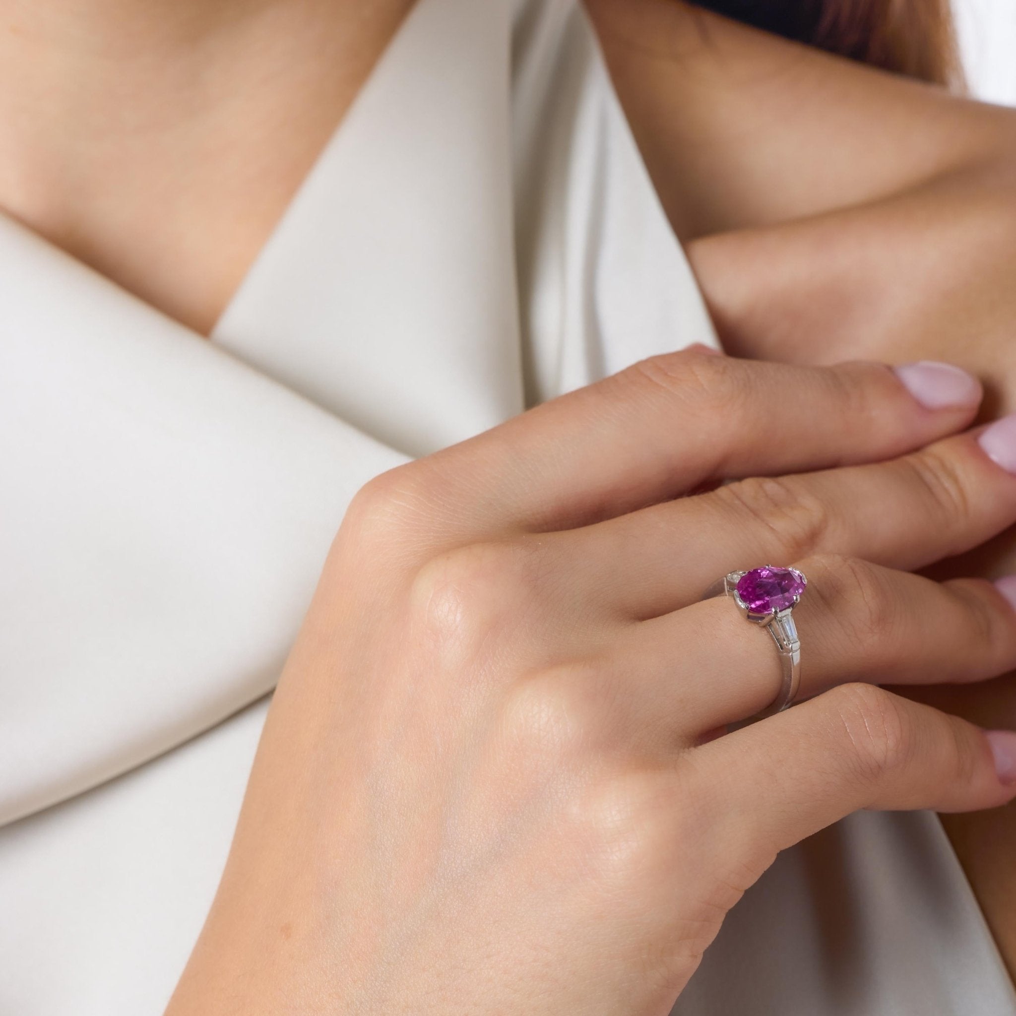 Mid Century GIA 2.53 carat no heat sapphire diamond platinum ring