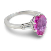 Mid Century GIA 2.53 carat no heat sapphire diamond platinum ring