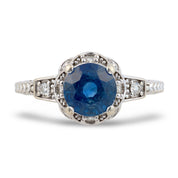 Mid Century GIA 1.70 carat sapphire diamond 18k white gold ring