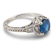 Mid Century GIA 1.70 carat sapphire diamond 18k white gold ring