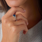 Mid Century GIA 1.70 carat sapphire diamond 18k white gold ring