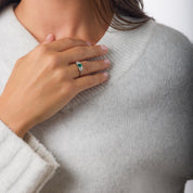 Art Deco emerald diamond platinum ring