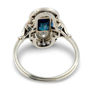 Art Deco sapphire diamond 18k yellow gold ring