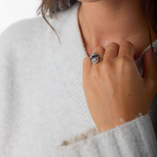 Art Deco sapphire diamond 18k yellow gold ring