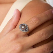 Edwardian diamond sapphire 18k yellow gold ring