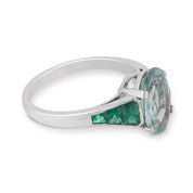 Mid Century GIA 3.05 carat no heat sapphire emerald platinum ring