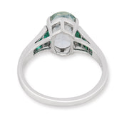 Mid Century GIA 3.05 carat no heat sapphire emerald platinum ring