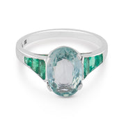 Mid Century GIA 3.05 carat no heat sapphire emerald platinum ring