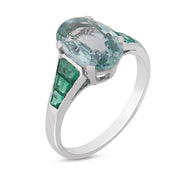 Mid Century GIA 3.05 carat no heat sapphire emerald platinum ring