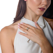 Victorian GIA 2.60 carat old mine cut diamond 14k gold diamond three stone band