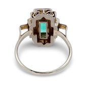 Art Deco GIA 2.10 carat Colombian emerald 18k white gold ring