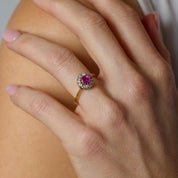 Victorian GIA Burma no heat ruby diamond 18k yellow gold cluster ring