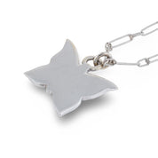 Vintage diamond platinum butterfly charm paperclip necklace