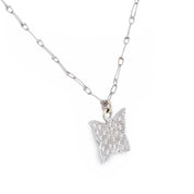 Vintage diamond platinum butterfly charm paperclip necklace