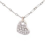 Contemporary diamond 18k white gold heart necklace