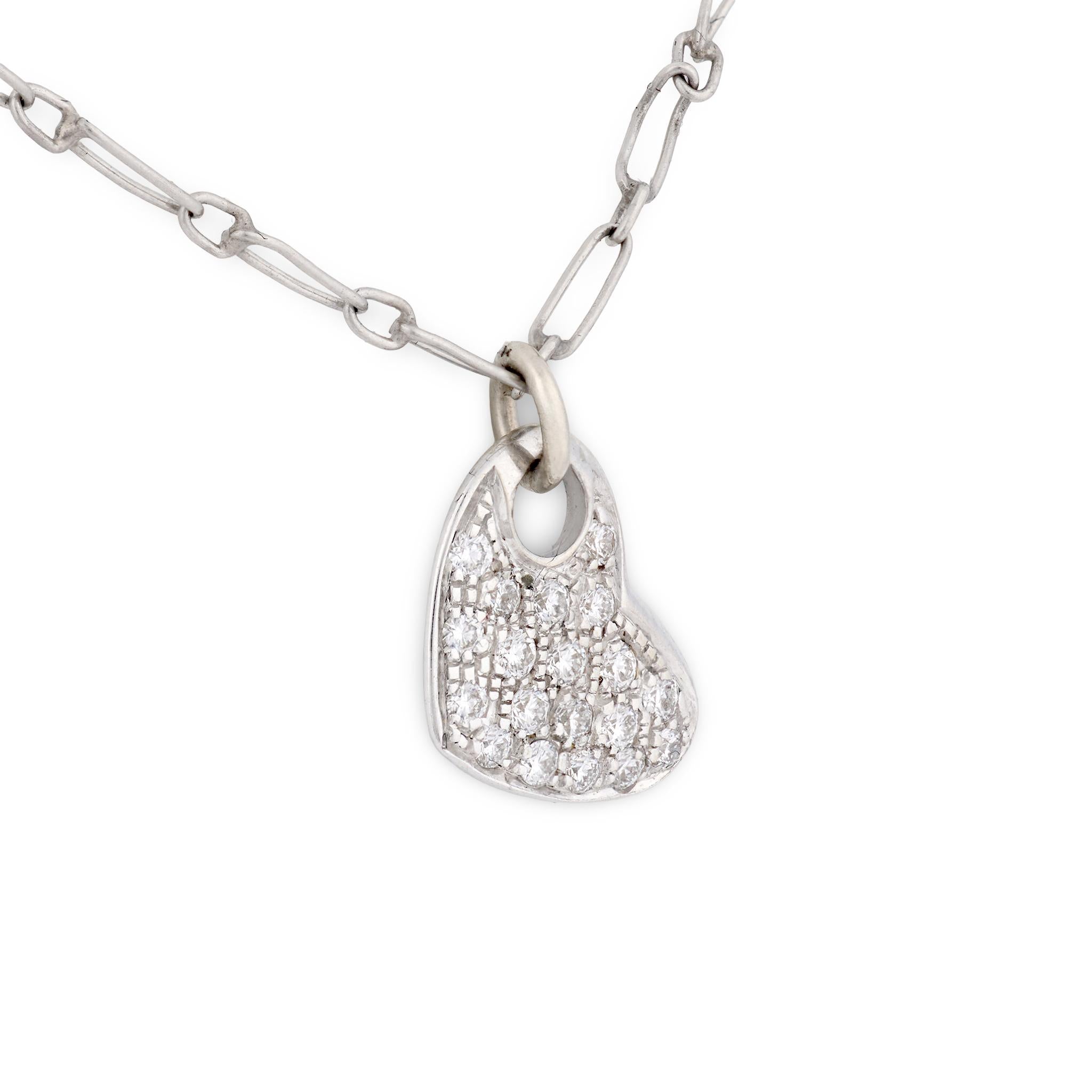 Contemporary diamond 18k white gold heart necklace