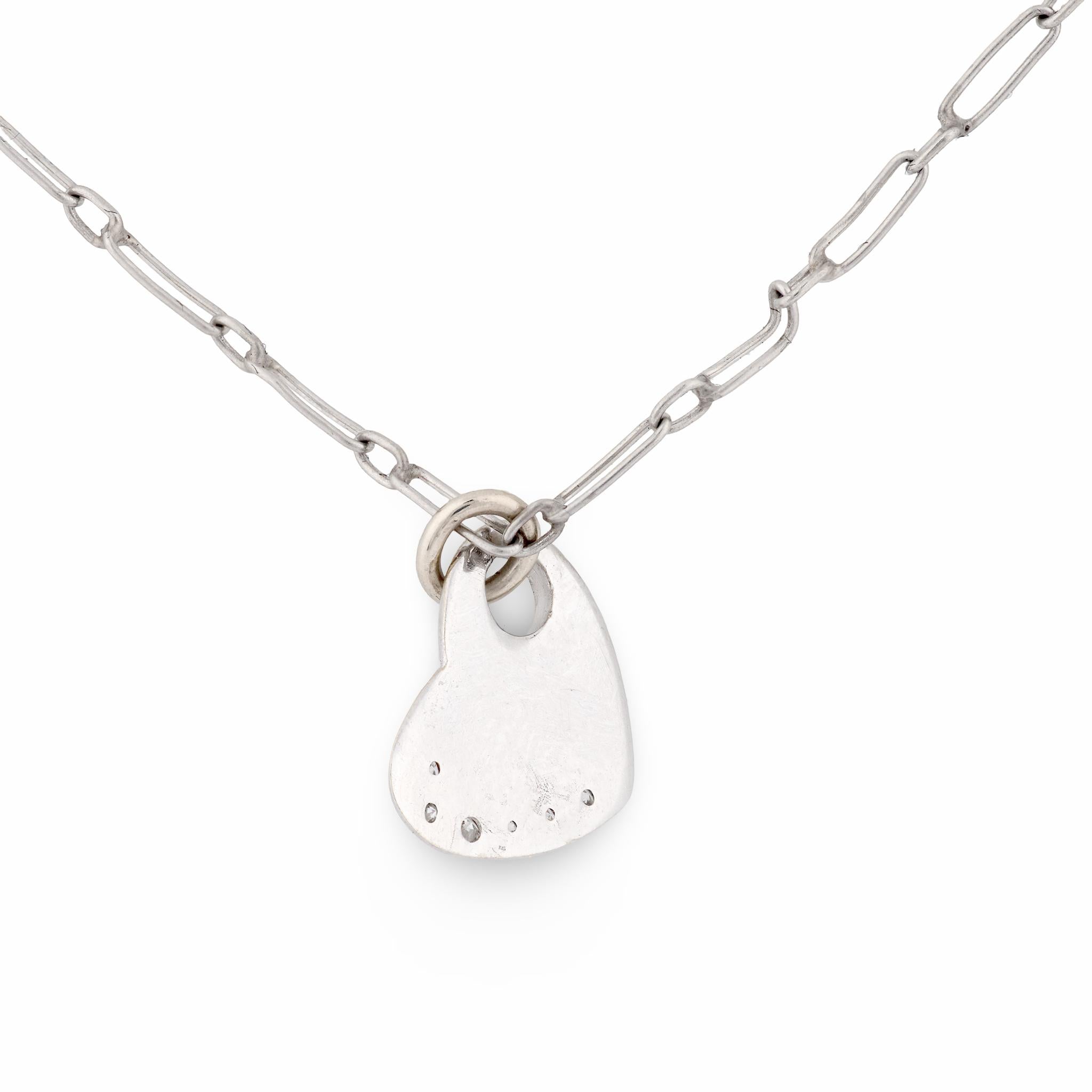 Contemporary diamond 18k white gold heart necklace