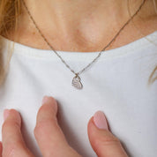 Contemporary diamond 18k white gold heart necklace