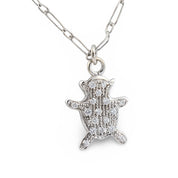 Vintage diamond platinum bear charm paperclip necklace
