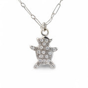 Vintage diamond platinum bear charm paperclip necklace