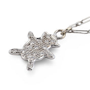 Vintage diamond platinum bear charm paperclip necklace