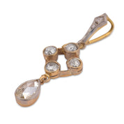 Victorian rose cut diamond drop 14k yellow gold pendant