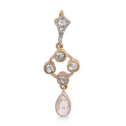 Victorian rose cut diamond drop 14k yellow gold pendant