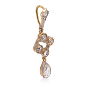 Victorian rose cut diamond drop 14k yellow gold pendant