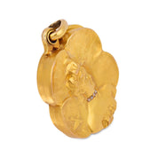 Art Nouveau diamond 18k yellow gold locket pendant