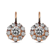 Victorian inspired diamond cluster 18k yellow gold earrings