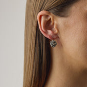 Victorian style 4.89 carat old mine diamond 18k gold silver cluster earrings