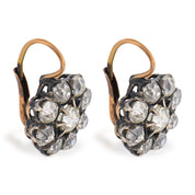 Victorian style 4.89 carat old mine diamond 18k gold silver cluster earrings