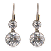 Edwardian style 2.42 carat diamond platinum drop earrings