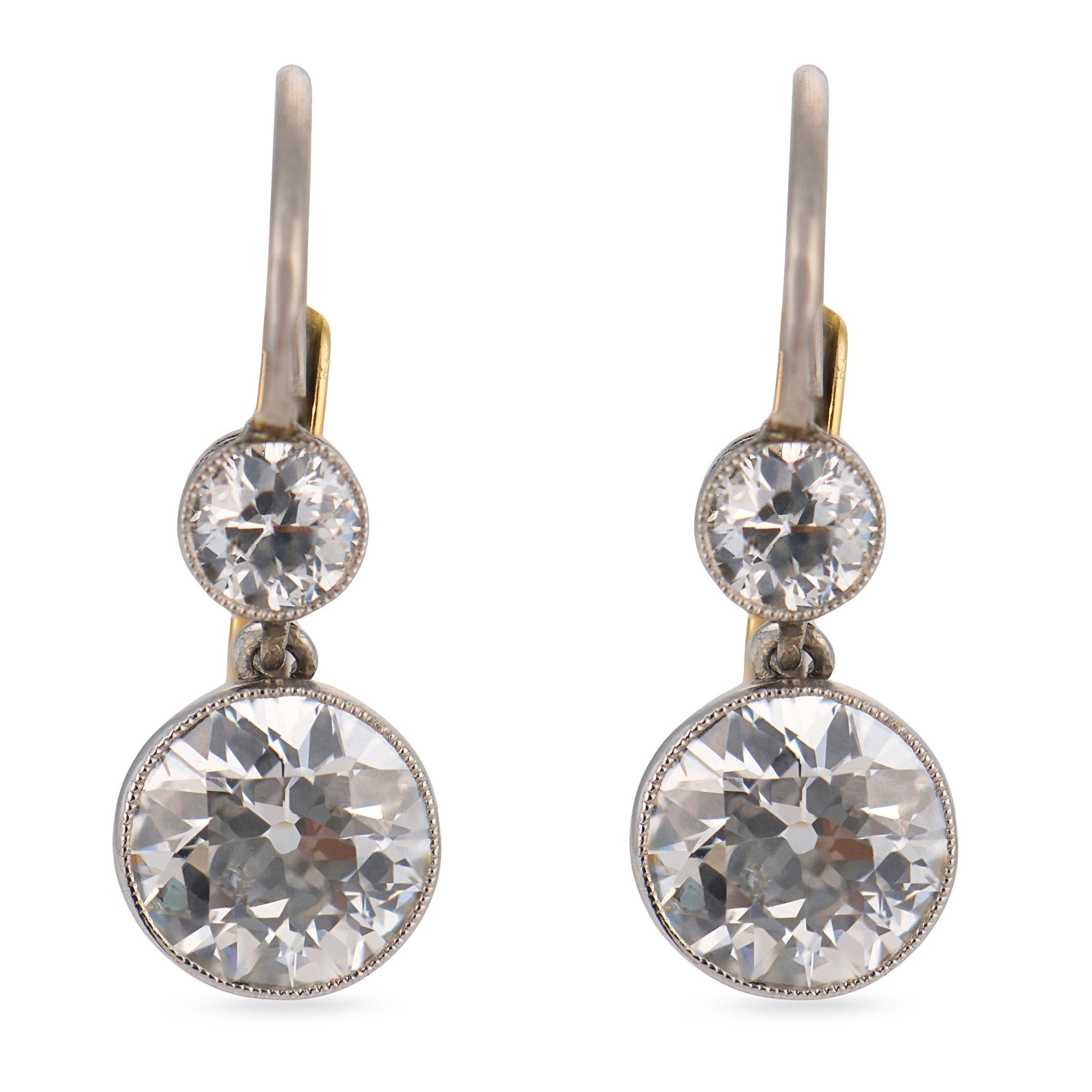 Edwardian style 2.42 carat diamond platinum drop earrings