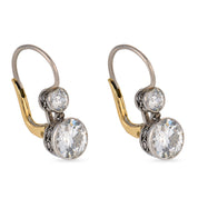 Edwardian style 2.42 carat diamond platinum drop earrings
