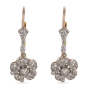 Edwardian style diamond platinum drop earrings