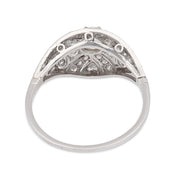 Art Deco inspired diamond filigree platinum ring