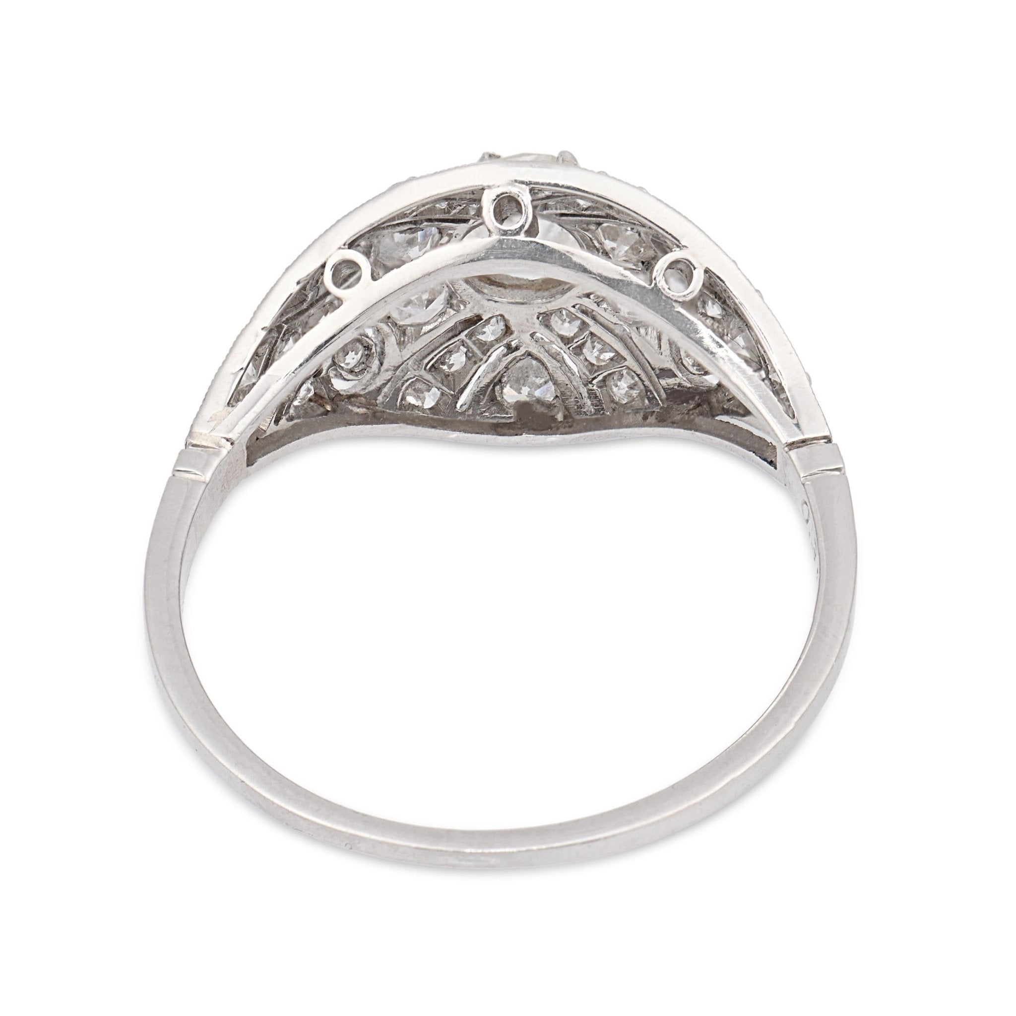 Art Deco inspired diamond filigree platinum ring