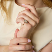 Victorian pearl old European cut diamond 18k yellow gold ring