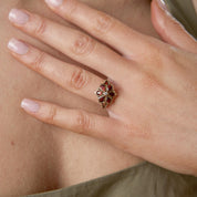 Victorian garnet diamond 9 karat rose gold flower ring