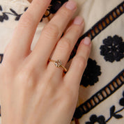 Victorian style 1.01 carat fancy brown diamond 18k yellow gold engagement ring