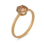 Victorian style 1.01 carat fancy brown diamond 18k yellow gold engagement ring