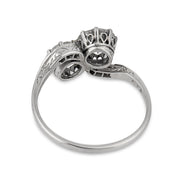 Art Deco 1.95 carat old European diamond platinum toi et moi ring